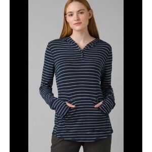 Prana Women's Sol‎ Protect Hoodie Striped Sz XL